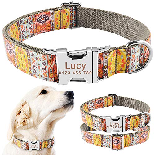 EUSFIYY Nylonbraun Kleines Mittelgroßes Haustier Personalisiertes Hundehalsband Graviert ID Name-S_26-40cm__ von EUSFIYY