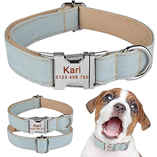 EUSFIYY Personalisierte Erkennungsmarken Gravierte Hunde Katze Welpe Haustier ID Name Edelstahl-M (31-35 cm) __ von EUSFIYY