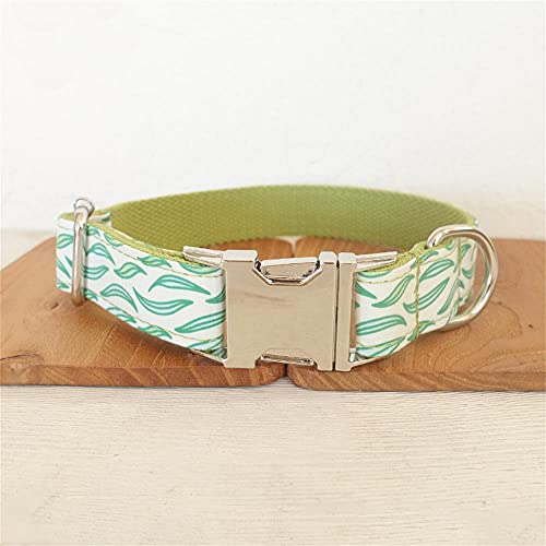 EUSFIYY Personalisierte Green Leafs Haustierhalsband Welpen-ID-Tag Einstellbares Katzenzubehör Grundlegende Hundehalsbänder-Halsband_XL von EUSFIYY