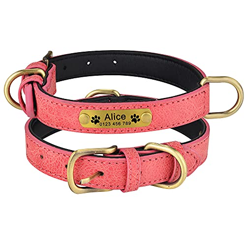 EUSFIYY Personalisierte Hundehalsbänder Hundehalsband mit ID-Tags Einstellbar Groß Mittel Klein Hundewelpen Lederverdickung Durable-Red_XS von EUSFIYY