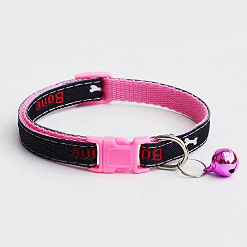 EUSFIYY Personalisierte ID- Gravur Katzenhalsband Sicherheits-Breakaway Kleiner Hund Niedliches Nylon Einstellbar für Welpenkätzchen Halskette-4_Pink_Bones_Shape von EUSFIYY