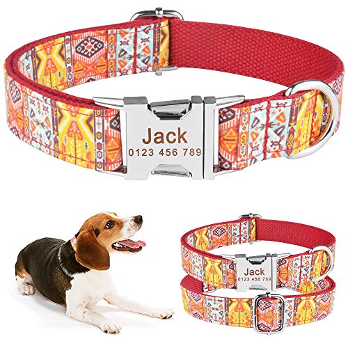 EUSFIYY Personalisiertes Hundehalsband Gravierte Haustierhunde Welpe ID Name Langlebiges Nylon XS-LL (35-56 cm) _ von EUSFIYY