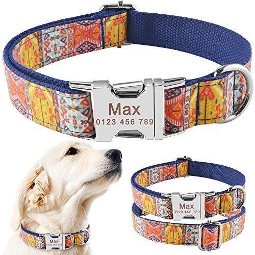 EUSFIYY Personalisiertes Hundehalsband Grünes Nylon Kleine mittlere Hunde Gravierte Haustier-ID Name-M (31-35 cm) _ von EUSFIYY