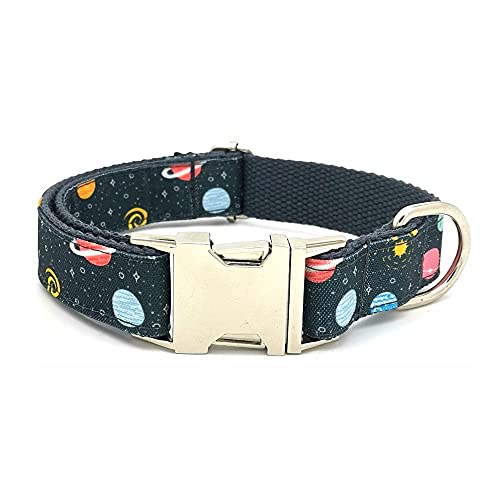 EUSFIYY Personalisiertes Weltraum-Monster-Haustierhalsband Langlebiger benutzerdefinierter Welpenname ID-Tag Einstellbarer Raketenplanet Alien Basic-Hundehalsband -Collar-3_L von EUSFIYY