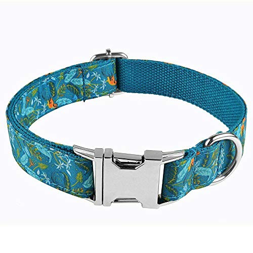 EUSFIYY S-Medium Large Personalisierte Hundehalsbandblume Benutzerdefinierte Gravur Name ID Tag Hundezubehör Hundehalsbänder Große Hunde Tierbedarf-Blue_M von EUSFIYY