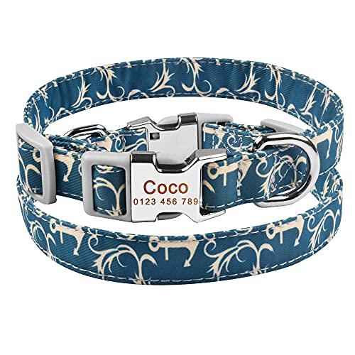 EUSFIYY graviertes Namenshalsband Klein Groß Personalisiertes Hundehalsband Produkt Hundehalsbänder Nylon Plaid Boy Girl Unisex Hundehalsband-E_M von EUSFIYY