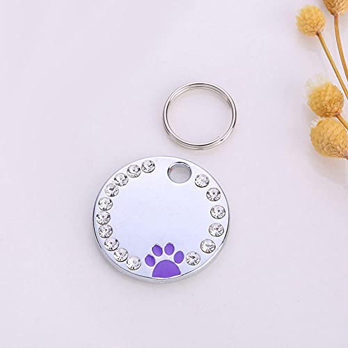 Namensschild Hundemarke 25mm Runde Gravur Personalisierte Hundemarke Hundehalsband Zubehör Personalisierte Katzen-ID-Tag Edelstahl Knochen Pfote Namensschilder Anti-verloren-Morado-Einheitsgröß von EUSFIYY