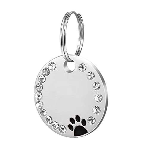 Namensschild Hundemarke 25mm Runde Gravur Personalisierte Hundemarke Hundehalsband Zubehör Personalisierte Katzen-ID-Tag Edelstahl Knochen Pfote Namensschilder Anti-verloren-Neger-Einheitsgröße von EUSFIYY