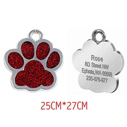 Namensschild Hundemarke Personalisierte Hundemarke Personalisierte Gravur Haustier Katze Namensschilder Namensschild Anti-verlorener Anhänger Kragen Zubehör Metall Schlüsselanhänger-27x25mm-R von EUSFIYY