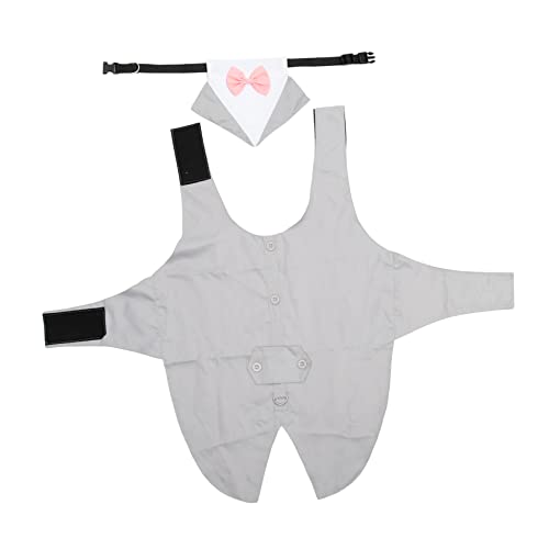 1 Set Hundeanzug, Hunde-Hochzeitshalstuch, Hundekrawatte, Hemd, sanfter Hunde-Hochzeitsanzug, kleine Hunde-Outfits, Haustier-Hunde, formeller Smoking zum Binden (Grau L) von EUTYRG