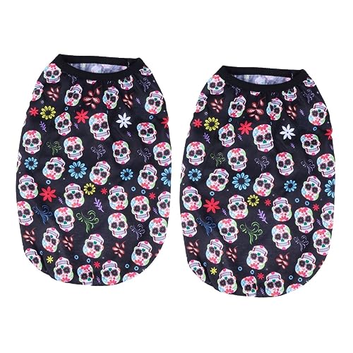 3-teiliges Hundekostüm für Katzen, Totenkopf-Kostüm für Halloween, Hundepullover, Welpen-Totenkopf-Sweatshirts, Jungenkostüme, Hundehemd für SM (Weiß x 2 Stück, XXL x 2 Stück) von EUTYRG