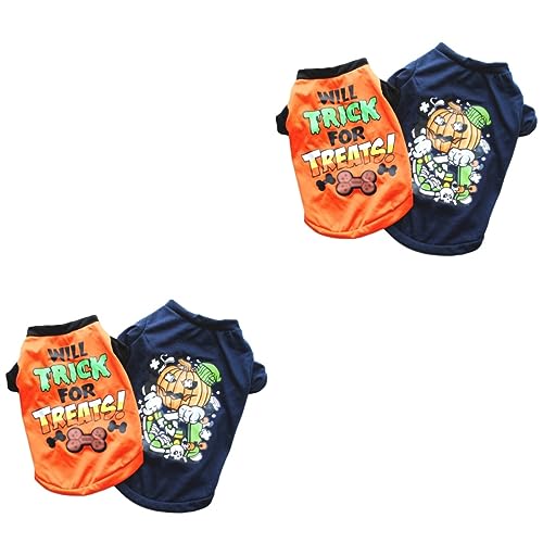 4 Stück Halloween-T-Shirts für Hunde und Welpen, warme Hundeweste, Halloween-Thermohoodie, Halloween-Hundeoutfit, Haustierbekleidung von EUTYRG