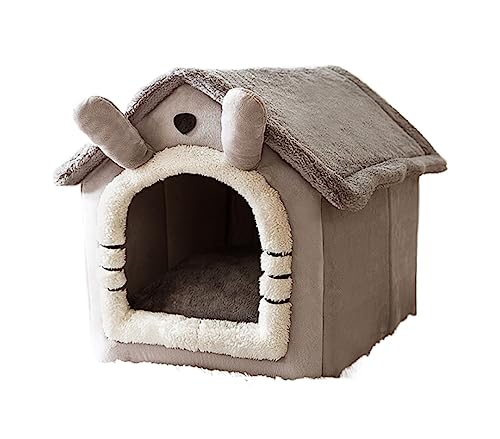 EUTYRG Beruhigendes Hundebett, Haustierbett, weiches langes Plüsch, weißes Katzenbett, rundes Katzenbett, Haus, rundes Haustier-Hundebett für kleine Hunde, Katzennestmatte von EUTYRG