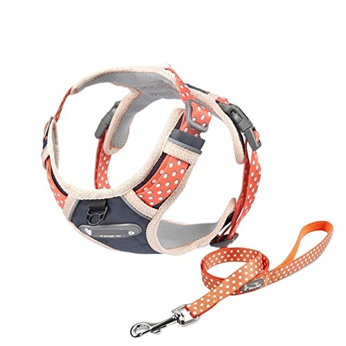 Haustier-Hundegeschirr, Hundegeschirr, kein Ziehen, reflektierendes Hundewestengeschirr, verstellbar, atmungsaktiv, Haustiergeschirr für kleine und mittelgroße Hunde (Orange Set L) von EUTYRG