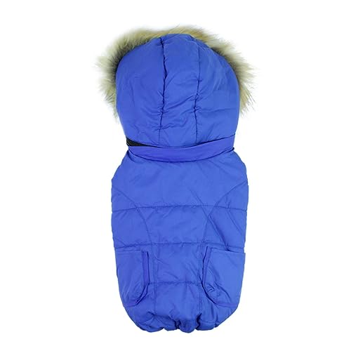 Hundekleidung, Baumwollfutter, Jacken für Baumwollkleidung, Winterweste für Hunde, warmer Mantel für Hundewelpen-Outfits, Welpen-Kapuzen-Co (Blau L) von EUTYRG