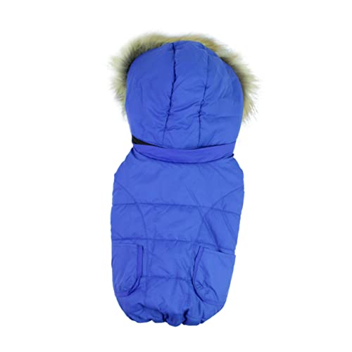 Hundekleidung, Baumwollfutter, Jacken für Baumwollkleidung, Winterweste für Hunde, warmer Mantel für Hundewelpen-Outfits, Welpen-Kapuzen-Co (Blau S) von EUTYRG