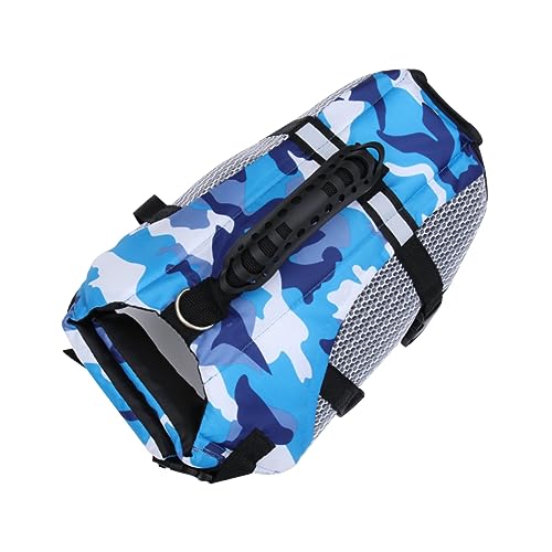 Schwimmweste für Haustiere, Badeanzug, Boje, Vogelleitern, für Nymphensittiche, Bootfahren, Camouflage-Schwimmwesten, Rettungsring, Welpenkleidung (Blau, XL) von EUTYRG