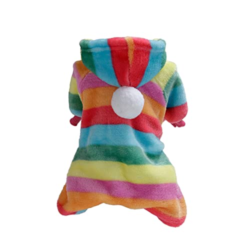 Warme Kleidung für Haustiere, Winternachthemd, warme Kapuzenpullover, Kinderschlafanzug, Fleece-Hundemantel, Welpen-Outfit, Regenbogen-Hundekostüm, warm (A, XXL) von EUTYRG