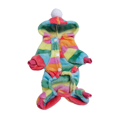 Warme Kleidung für Haustiere, Winternachthemd, warme Kapuzenpullover, Kinderschlafanzug, Fleece-Hundemantel, Welpen-Outfit, Regenbogen-Hundekostüm, warm (AM) von EUTYRG