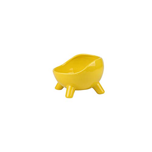 EUYIMOMO futternapf Katze,Keramik Pet Bowl für den Schutz der Halswirbelsäule, Anti-Kipp-Pet Bowl-Yellow S. von EUYIMOMO