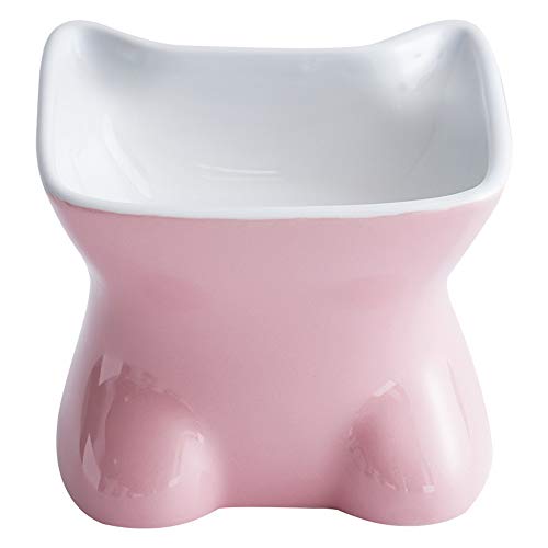 EUYIMOMO futternapf Katze,Keramik Pet Bowl mit hohen Füßen, Halswirbelsäule Pet Bowl-Pink von EUYIMOMO