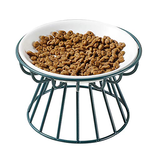 EUYIMOMO futternapf Katze,Keramikschale High-Leg Pet Bowl, Anti-Halswirbel Anti-Turning Pet Bowl-Fischknochenplatte + Eisenrahmen von EUYIMOMO