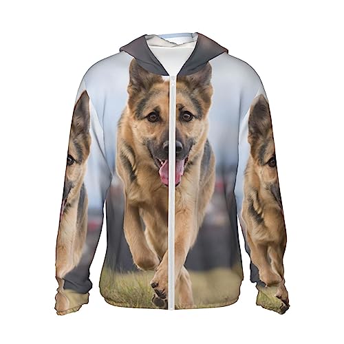 Laufender Schäferhund bedruckt Sonnenschutz Hoodie Sonnenschutz Kleidung Leichte Jacken Shirt Langarm von EVANEM