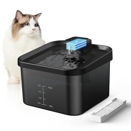 EVARY 2L Katzenbrunnen Kabellos, 4000mAh Batterie betriebene Trinkbrunnen für Katze, Infrarot-Sensor Katzenbrunnen für Katzen, Arbeitet Leise ohne Strom von EVARY