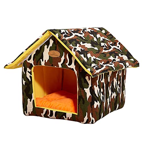 Katzenhaus für Draußen Winterfest Weihnachts,Hunde Haustierhaus Faltbares Wildkatzenhaus Wasserdichtes Warmes,Komfortable Hunde Plüschhütte,Katze Tiefschlaf Bett Matte Haustierbedarf, 35X30 cm (B) von EVEBS