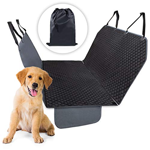 EVERANIMALS - Hundedecke Auto Rückbank, 100% Wasserdicht, Kratz- und rutschfest, Hundematte zum Kofferraumschutz, Transportdecke mit 3-Lagen-System, 140x155 cm, schwarz von EVERANIMALS