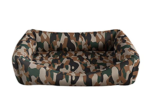 EVERGREENWEB Hundebett, weich, mit wendbarem Kissen, Größe 65 x 85 cm, Farbe Militärfarben, Komfort für mittelgroße Hunde, Matratze für mittelgroße Hunde, Yago von EVERGREENWEB MATERASSI & BEDS