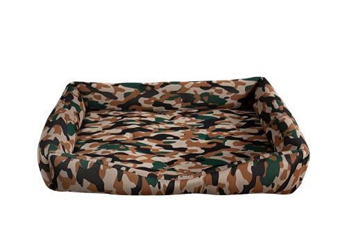 EVERGREENWEB Hundebett, weich, mit wendbarem Kissen, Größe 90 x 115 cm, Farbe Militärfarben, Komfort für große Hunde, Matratze für große Hunde, Yago von EVERGREENWEB MATERASSI & BEDS