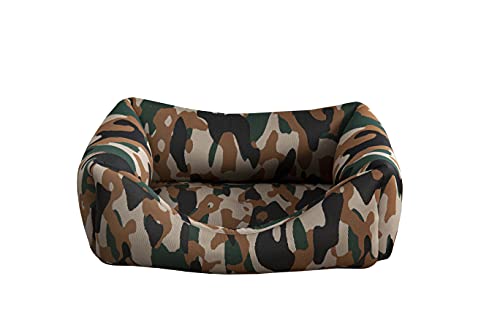 EVERGREENWEB Hundebett, weich, mit wendbarem Kissen, Größe S 45 x 65 cm, Farbe Militärfarben, Komfort für kleine Hunde, Matratze für kleine Hunde, Yago von EVERGREENWEB MATERASSI & BEDS