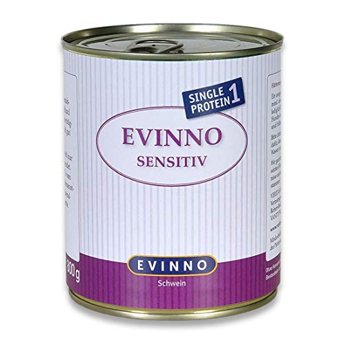 Evinno Sensitiv Schwein 800g (100% vom Schwein) Single Protein Nassfutter Hundenahrung Schonkost für den sensiblen Hund oder auch bei Futtermittelunverträglichkeit (12x800g) von EVINNO