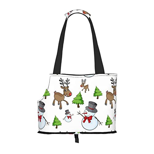 Bedruckte Haustier-Tragetasche, Motiv: Merry Christmas, für Reisen, Welpen, Hunde, Rucksack, Tragetasche, Schultertasche für U-Bahn/Einkaufen/Wandern/Reisen von EVIUS