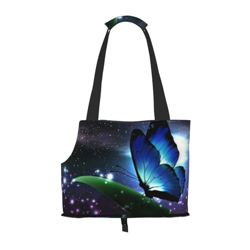 Butterfly Night Tragbare Haustiertragetasche - Stilvolle Hundetasche & Katze Reisetasche, Faltbare Haustierhandtasche für kleine Hunde, Katzen & andere kleine Haustiere von EVIUS