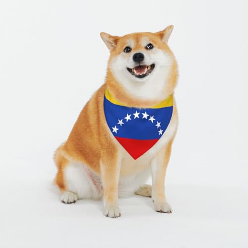 Flagge von Venezuela Haustier Schnalle Dreieckstuch Haustier Hund Und Katze Bandana, Hund Schal Klassisch Gedruckt Sabber Handtuch, Haustier Urlaub Zubehör Dekoration Für Waschbar Hund Bandana von EVIUS