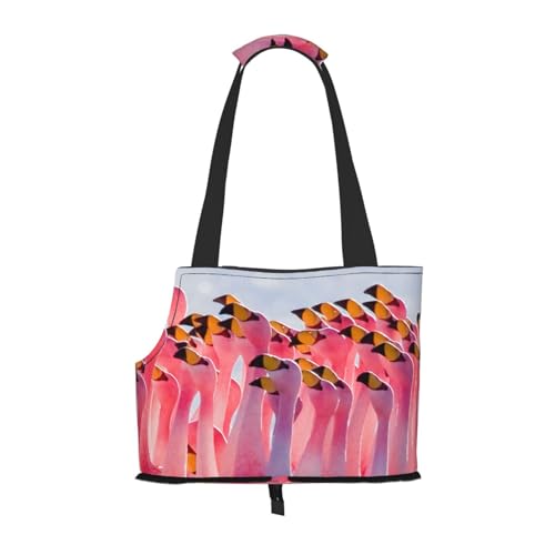 Flamingos Party Tragbare Haustier Tragetasche - Stilvolle Hund Tote & Katze Reisetasche, Faltbare Haustier Handtasche für Kleine Hunde, Katzen & Andere Kleine Haustiere von EVIUS