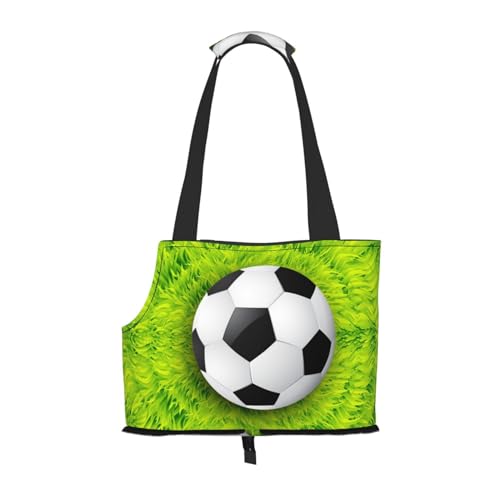 Football On Grass Tragbare Haustiertragetasche - Stilvolle Hundetasche & Katze Reisetasche, Faltbare Haustierhandtasche für kleine Hunde, Katzen & andere kleine Haustiere von EVIUS