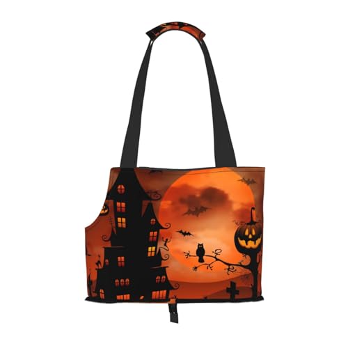 Happy Halloween Tragbare Haustier Tragetasche - Stilvolle Hund Tote & Katze Reisetasche Faltbare Haustier Handtasche für Kleine Hunde, Katzen & Andere Kleine Haustiere von EVIUS