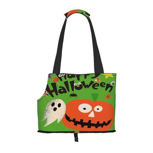 Happy Halloween bedruckte Haustier-Tragetasche, Reisetasche, Rucksack, Tragetasche, Schultertasche für U-Bahn/Einkaufen/Wandern/Reisen von EVIUS