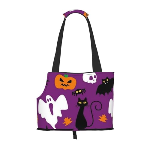 Lila Halloween Horror Tragbare Haustier Tragetasche - Stilvolle Hund Tote & Katze Reisetasche Faltbare Haustier Handtasche für Kleine Hunde, Katzen & Andere Kleine Haustiere von EVIUS