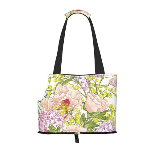 Lila und gelbe Blume Tragbare Haustier Tragetasche - Stilvolle Hund Tote & Katze Reisetasche Faltbare Haustier Handtasche für Kleine Hunde, Katzen & Andere Kleine Haustiere von EVIUS