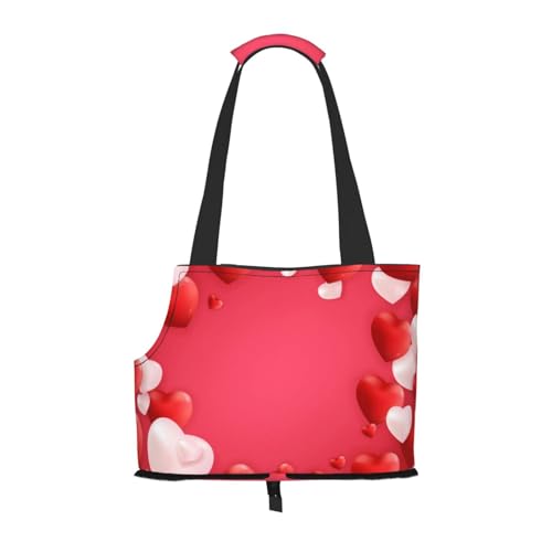 Love Red Hearts bedruckte Haustier-Tragetasche, für Reisen, Welpen, Hunde, Rucksack, Tragetasche, Schultertasche für U-Bahn/Einkaufen/Wandern/Reisen von EVIUS