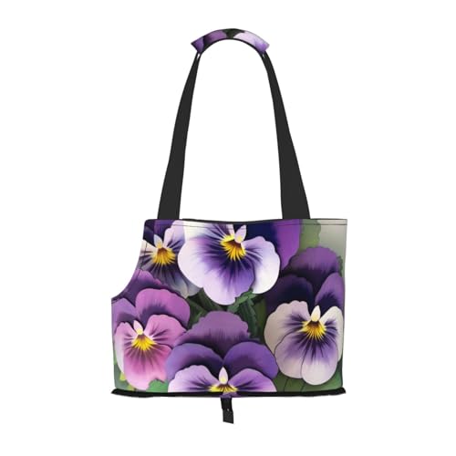 Stiefmütterchen Blume Tragbare Haustier Tragetasche - Stilvolle Hund Tote & Katze Reisetasche Faltbare Haustier Handtasche für Kleine Hunde, Katzen & Andere Kleine Haustiere von EVIUS