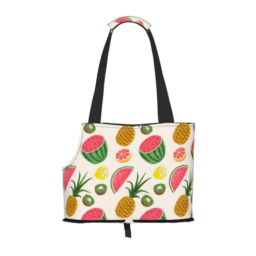 Tropical Fruits Tragbare Haustiertragetasche - Stilvolle Hundetasche & Katze Reisetasche, Faltbare Haustierhandtasche für kleine Hunde, Katzen & andere kleine Haustiere von EVIUS