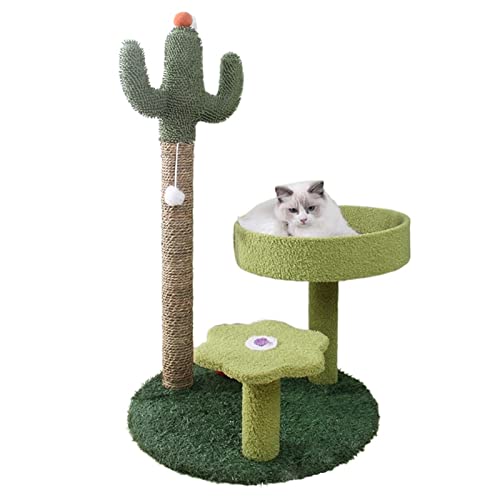 Kratzbaum Kletterbaum Cactus Katzenklettergerüst Dreilagiges Katzenkratzbrett Katzenkratzbaum Katzennest Sprungplattform Katzenspielzeug Katzen/Katzenkratzbaum (Color : Groen) von EVSER