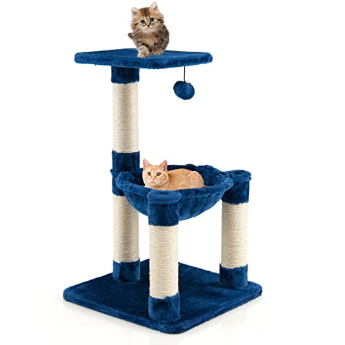 Kratzbaum Kletterbaum Kratzbaum Multi-Level KratzturmKratzbäume Katzenhängematte Blau for Krallenschleifen drinnen Spielen Katzen/Katzenkratzbaum von EVSER