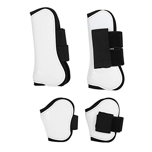 EVTSCAN 4PCS White Horse Boot Wrap, Vorderer Rücken Beinschutz Horse Leg Boot Wrap, PU Shell Horse Boot Wrap, White Boot Wrap Protector für Pferd von EVTSCAN