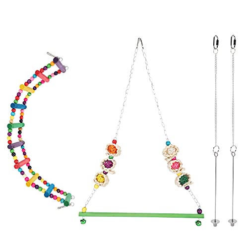 EVTSCAN 4pcs Chicken Swing Toys Vogelständer Leiter Spielzeug Chicken Fruit Holder Gemüse Hanging Feeder für Hühner Mittelgroße Vogelpapageien von EVTSCAN